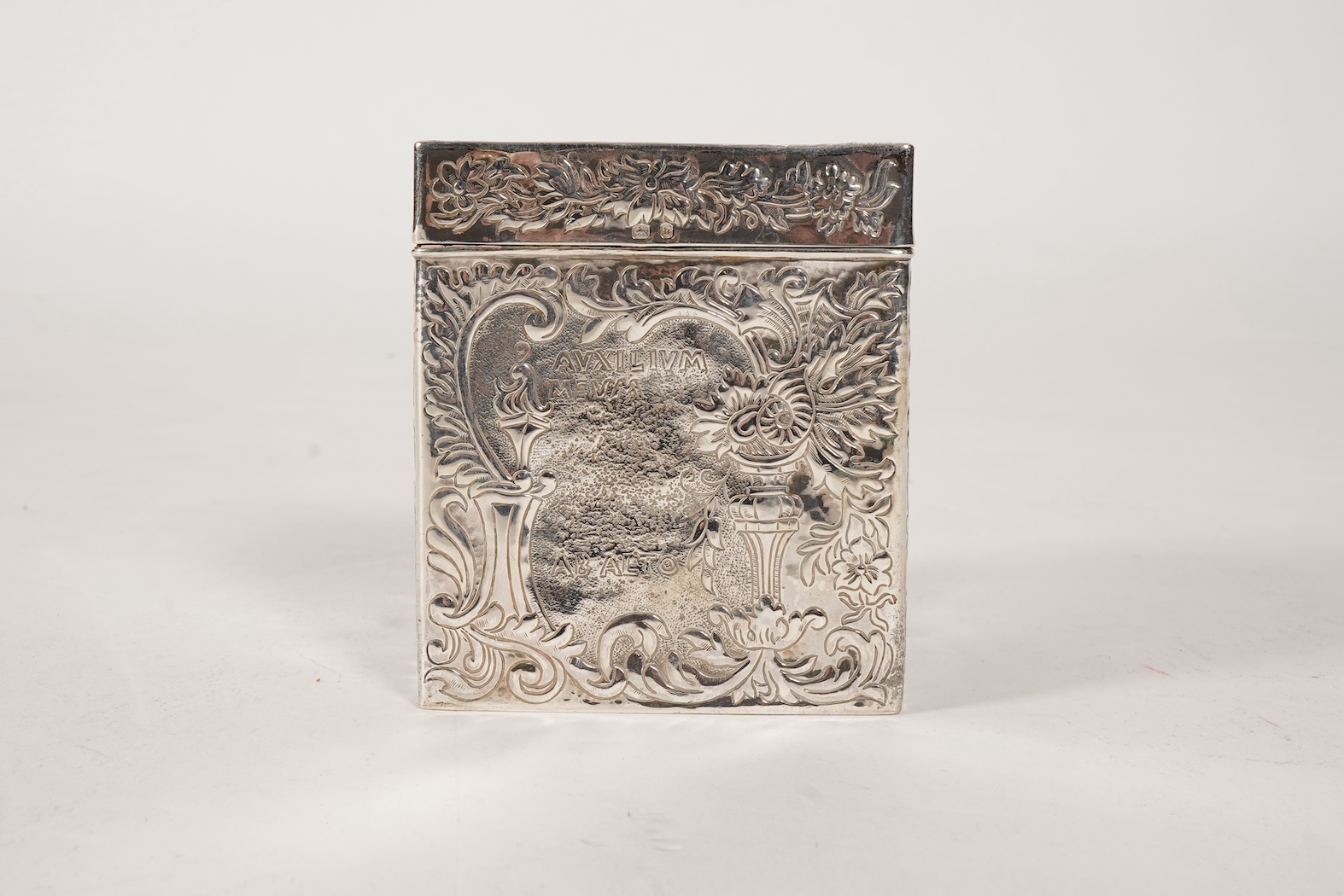 A late Victorian silver square tea caddy, by William Aitken